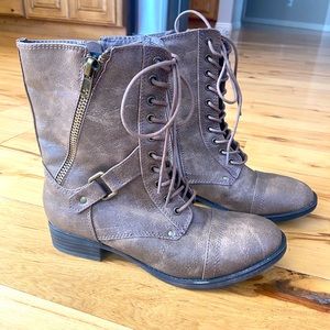 Brown combat boots